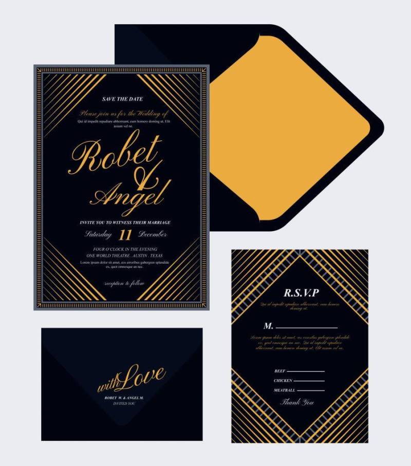 艺术装饰婚礼卡