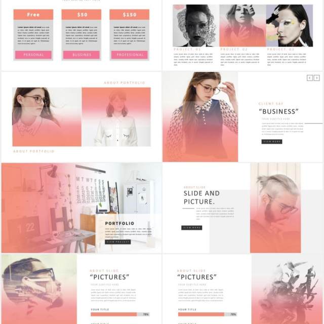 渐变简约设计师作品展示PPT模板IPSUM - Powerpoint 渐变简约设计师作品展示PPT模板IPSUM - Powerpoint