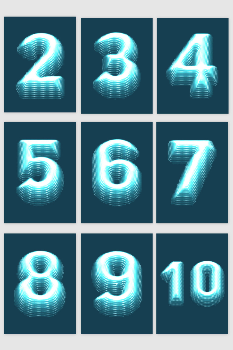 科技炫彩立体数字矢量图形