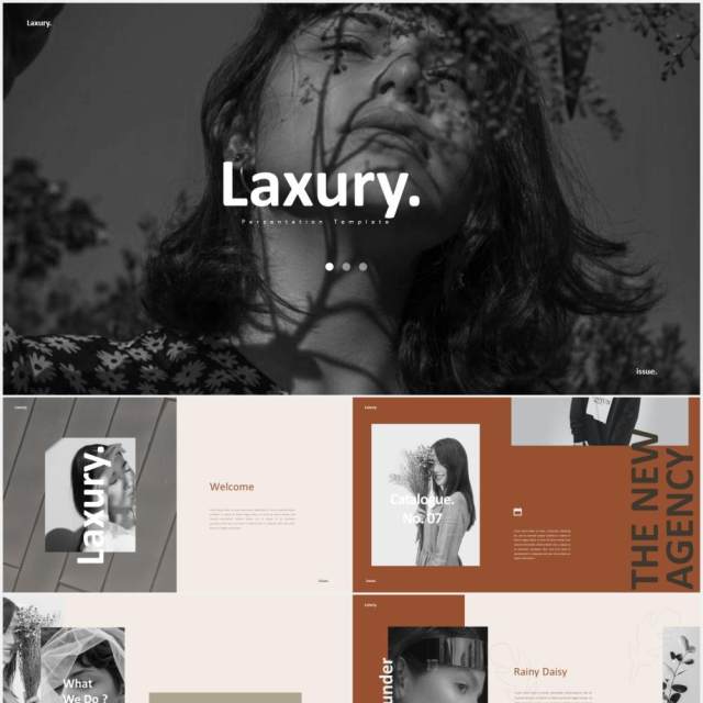 时尚创意图片排版PPT模板laxury lookbook fashion powerpoint creative