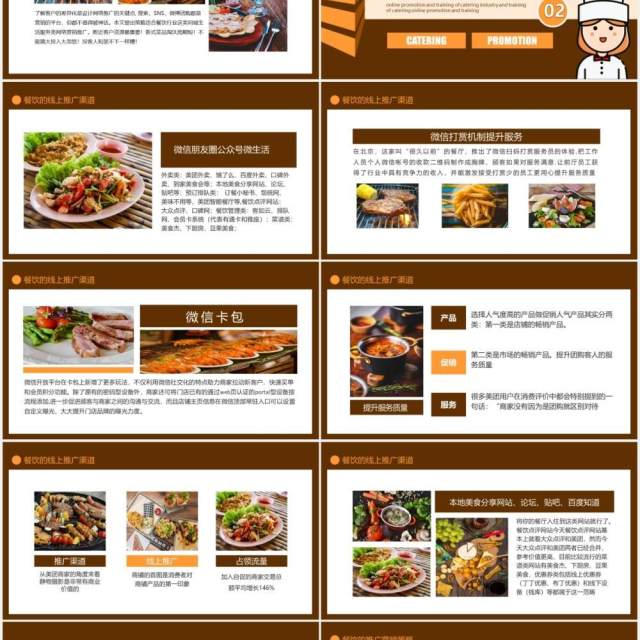 咖啡色餐饮连锁线上推广活动策划培训动态PPT模板 咖啡色餐饮连锁线上推广活动策划培训动态PPT模板
