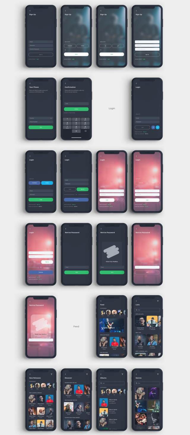 高品质的音乐应用程序IOS UI工具包专为Sketch。,Vega Music IOS UI工具包而设计 高品质的音乐应用程序IOS UI工具包专为Sketch。,Vega Music IOS UI工具包而设计