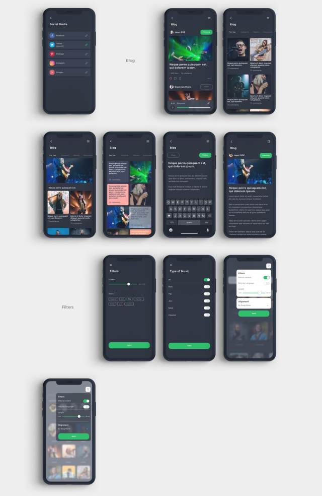高品质的音乐应用程序IOS UI工具包专为Sketch。,Vega Music IOS UI工具包而设计 高品质的音乐应用程序IOS UI工具包专为Sketch。,Vega Music IOS UI工具包而设计