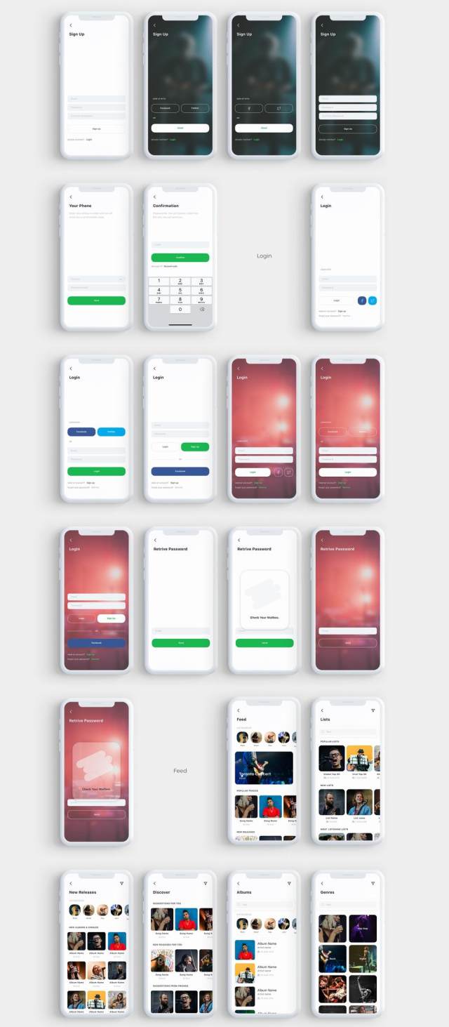 高品质的音乐应用程序IOS UI工具包专为Sketch。,Vega Music IOS UI工具包而设计 高品质的音乐应用程序IOS UI工具包专为Sketch。,Vega Music IOS UI工具包而设计