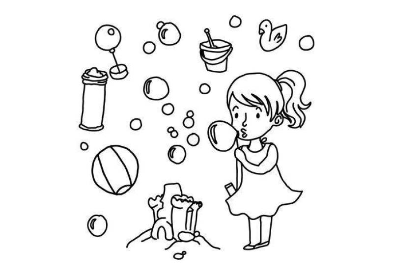 泡沫和玩具涂鸦矢量儿童