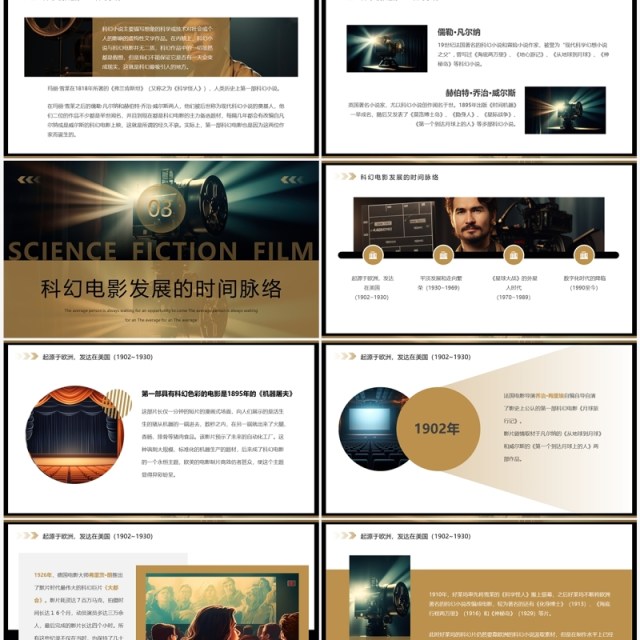 棕色简约风科幻电影介绍PPT模板 棕色简约风科幻电影介绍PPT模板