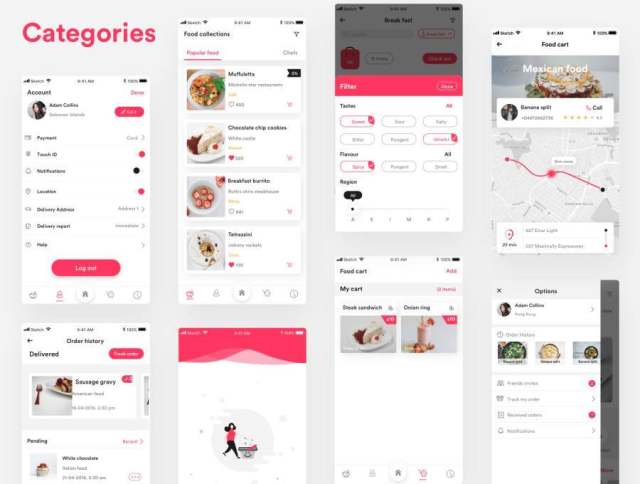 高级移动食品配送应用程序,具有完整的Sketch。,FOODSO UI工具包UI 高级移动食品配送应用程序,具有完整的Sketch。,FOODSO UI工具包UI