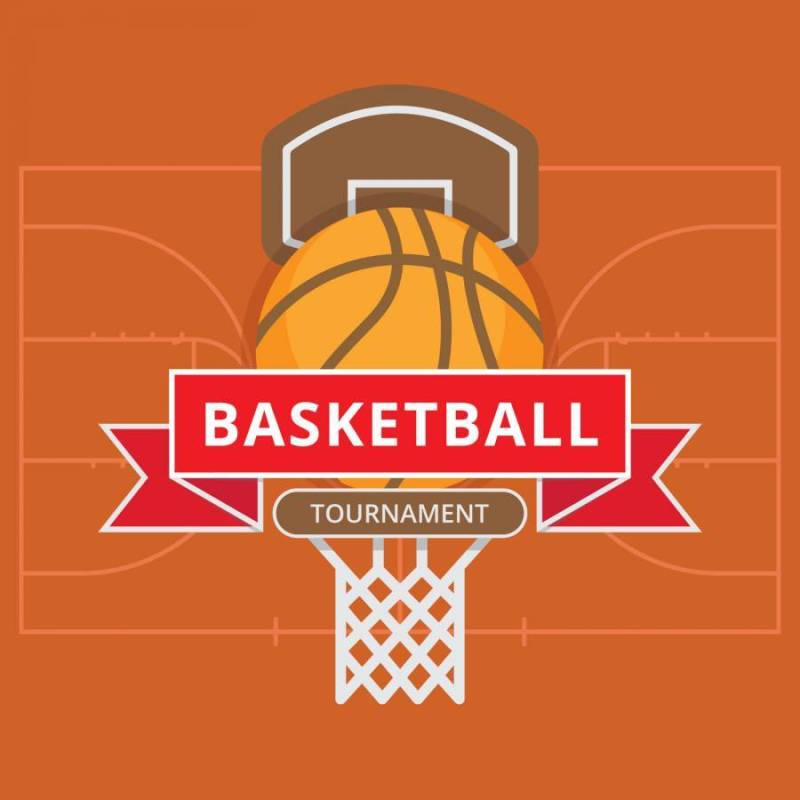 篮球和篮球场的平面图。