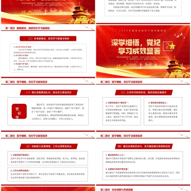 红金党政风党纪学习成效汇报材料PPT模板 红金党政风党纪学习成效汇报材料PPT模板