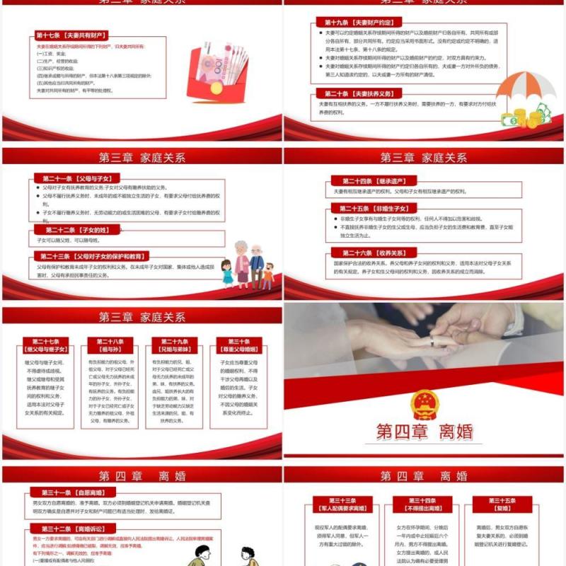 简约红色中华人民共和国婚姻法PPT模板