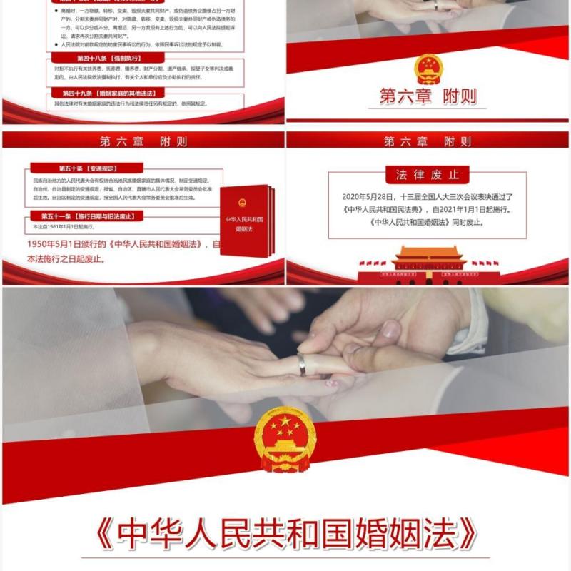 简约红色中华人民共和国婚姻法PPT模板