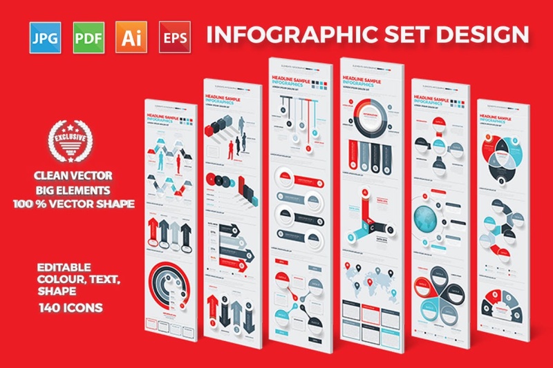 圆形箭头组合信息图表模板矢量素材 Infographics Template