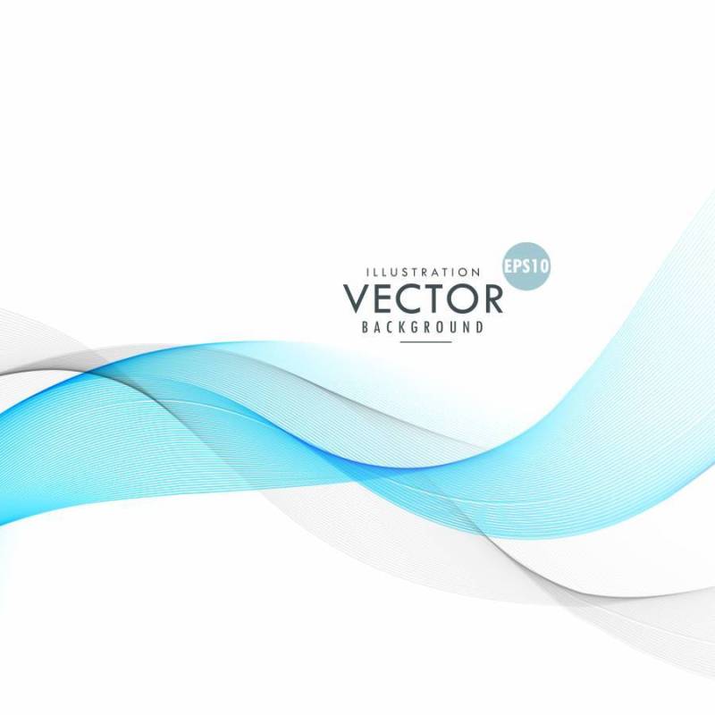 美丽的蓝色和灰色波浪混合在白色背景上