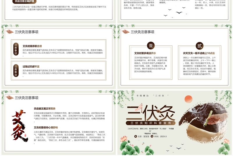 绿色中国风三伏灸知识科普PPT模板