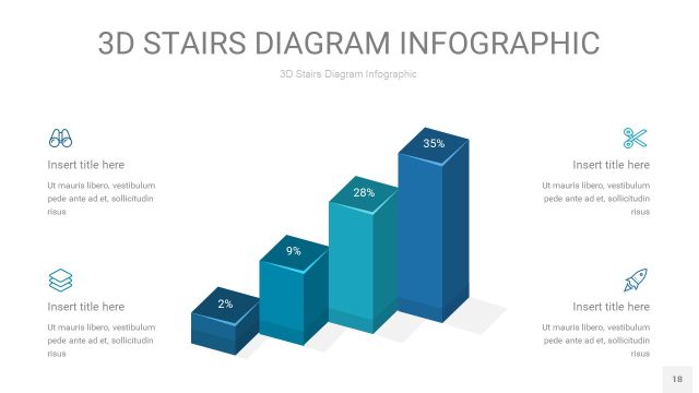 蓝绿色3D阶梯PPT图表18 蓝绿色3D阶梯PPT图表18