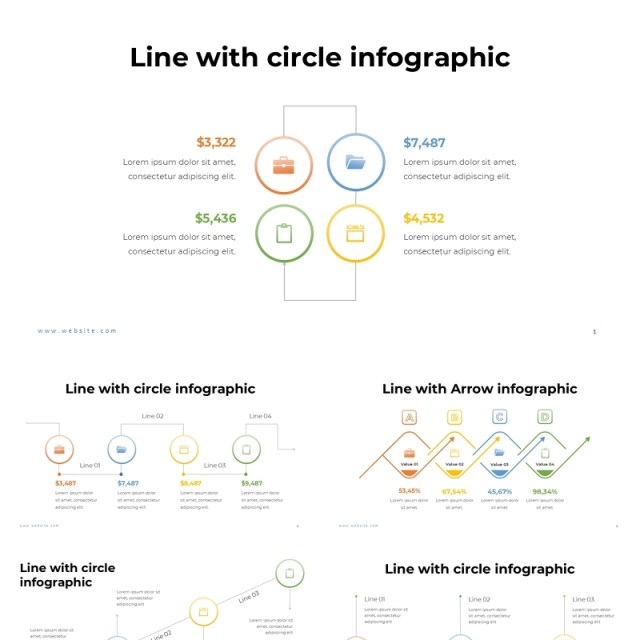 彩色线型线条流程信息图表PPT模板Line Infographic - Presentation Template 彩色线型线条流程信息图表PPT模板Line Infographic - Presentation Template