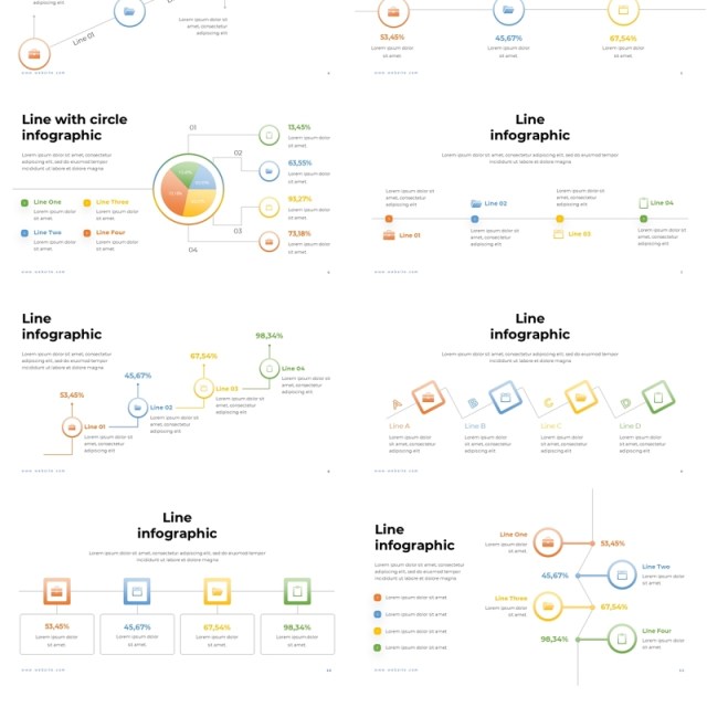 彩色线型线条流程信息图表PPT模板Line Infographic - Presentation Template 彩色线型线条流程信息图表PPT模板Line Infographic - Presentation Template