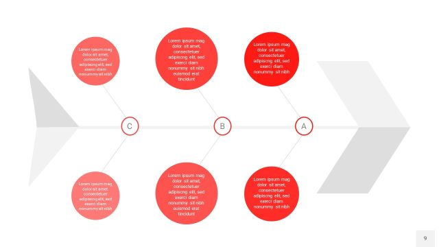 红色鱼骨PPT信息图表9