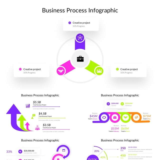 商业流程图PPT信息图表素材Business Process Infographic