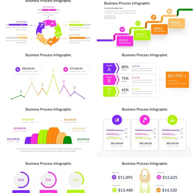 商业流程图PPT信息图表素材Business Process Infographic