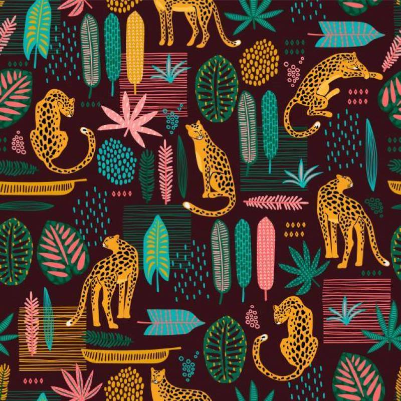 Vestor seamless pattern with leopards