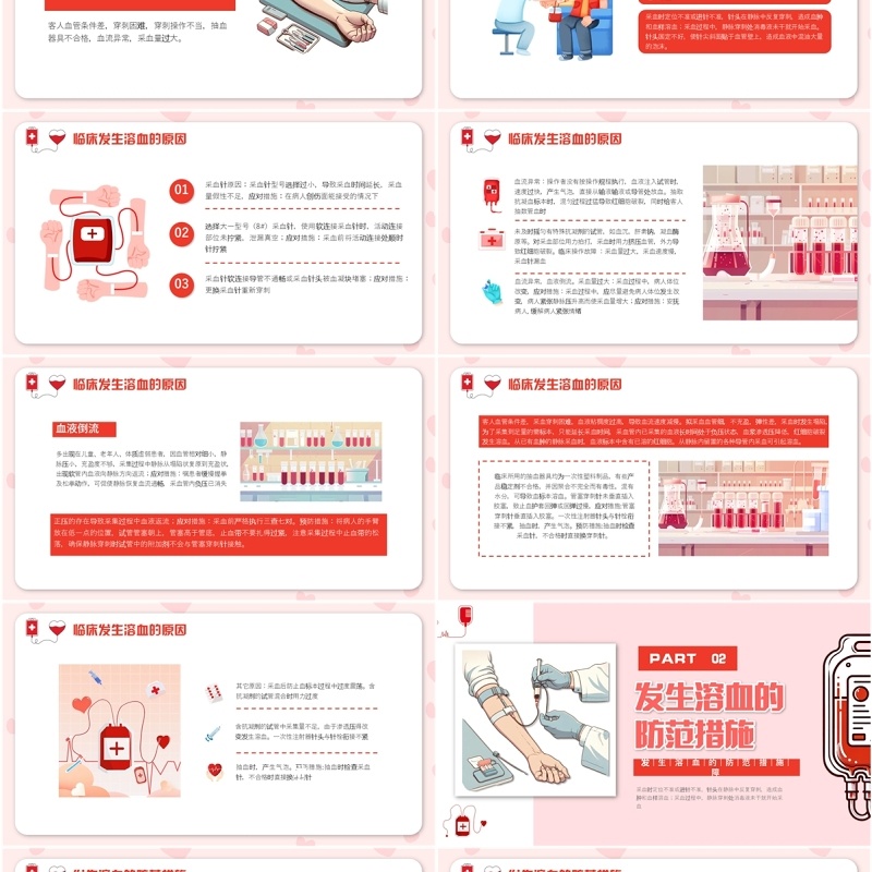 粉色卡通风发生溶血的防范措施PPT模板