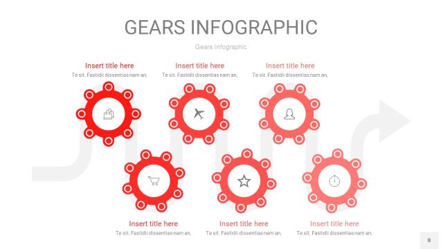 红色齿轮PPT信息图8