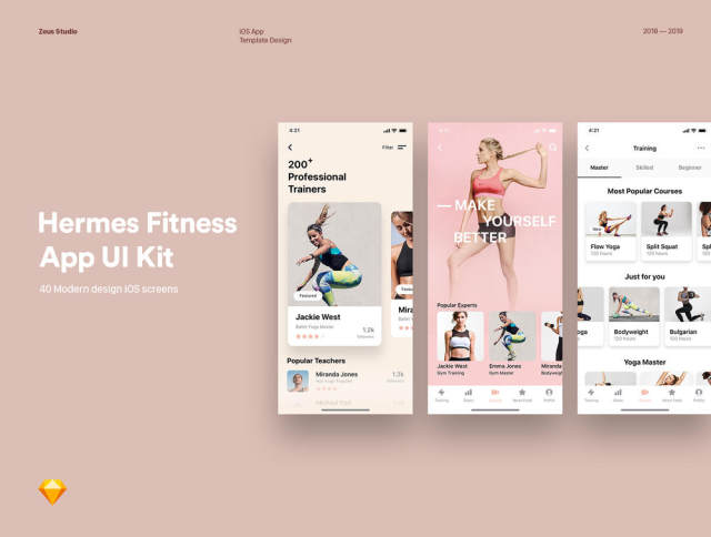 Hermes Fitness移动应用UI套件，Hermes Fitness移动应用UI套件