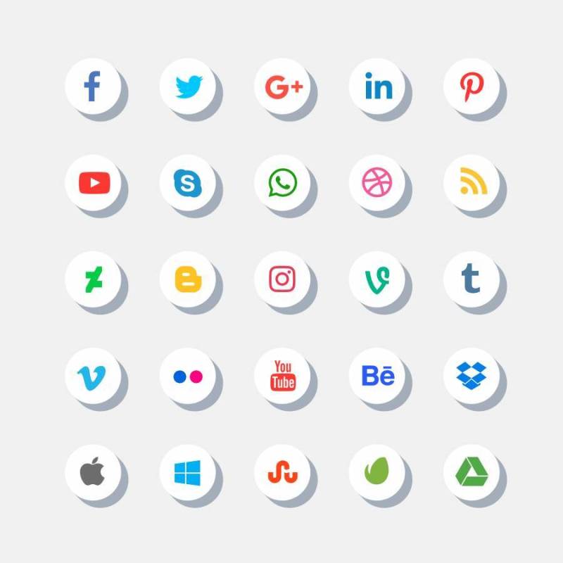 社交媒体图标设置与阴影