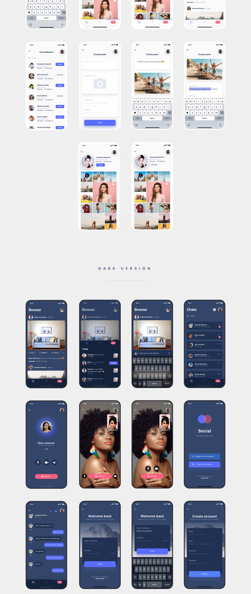适用于Sketch，Social iOS App UI Kit的社交iOS App UI套件