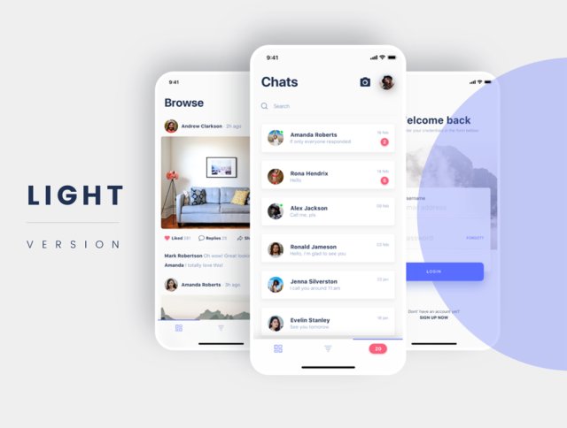 适用于Sketch，Social iOS App UI Kit的社交iOS App UI套件