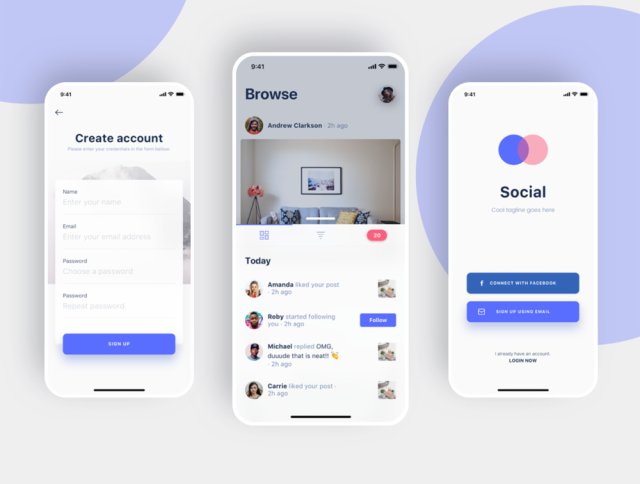 适用于Sketch，Social iOS App UI Kit的社交iOS App UI套件