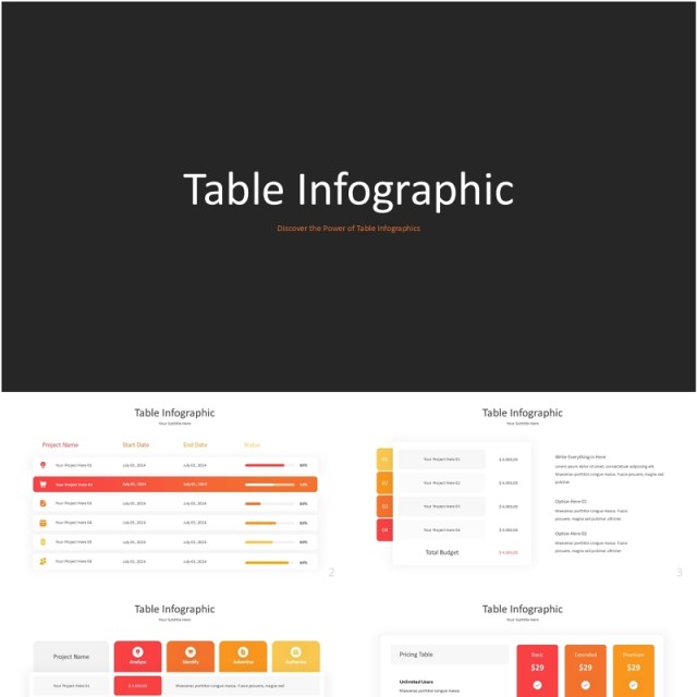 表格信息图表PPTT素材模板able Infographic Powerpoint