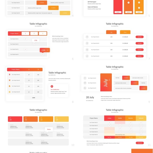 表格信息图表PPTT素材模板able Infographic Powerpoint