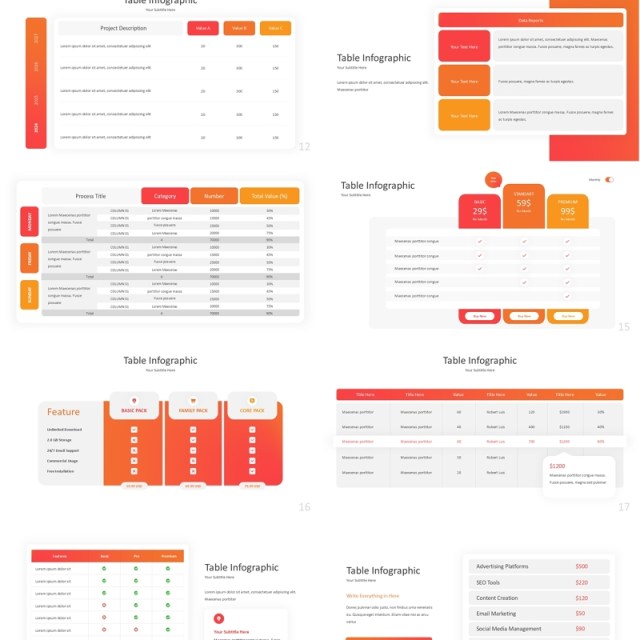 表格信息图表PPTT素材模板able Infographic Powerpoint