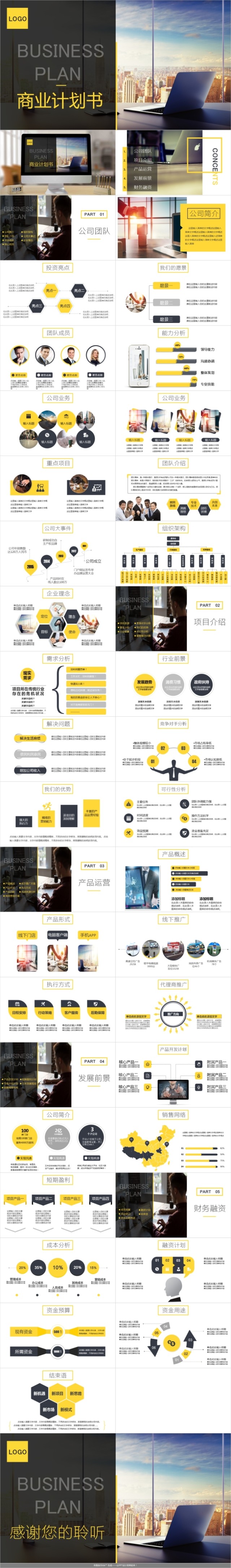 黑黄简约大气商业计划创业融资PPT