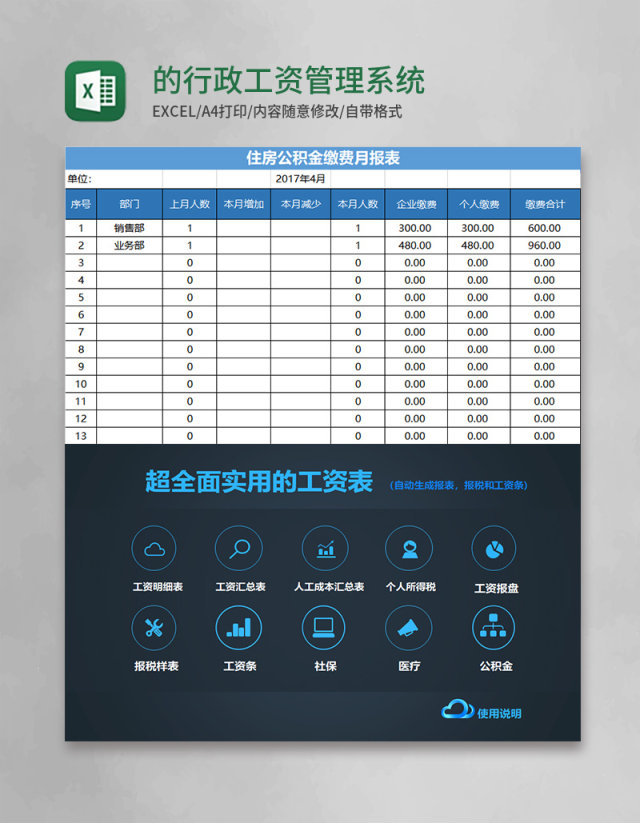 实用的行政工资管理系统excel表格模板