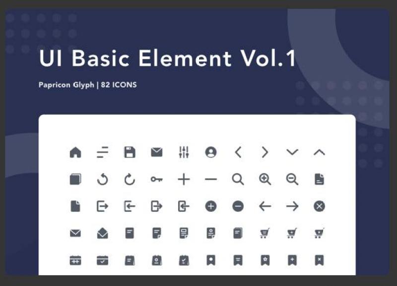 UI基本元素图标素材UI Basic Element Vol. 1 - Papricon Glyph