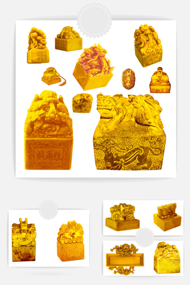 金色多款玉玺素材 金色多款玉玺素材