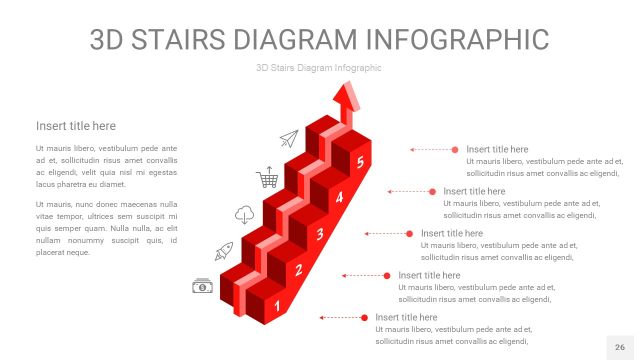 红色3D阶梯PPT图表26