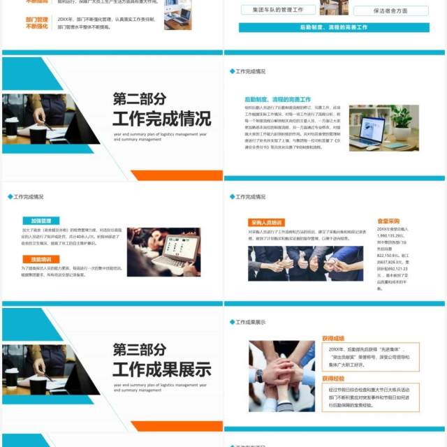 蓝橙色商务后勤管理年终总结PPT通用模板 蓝橙色商务后勤管理年终总结PPT通用模板