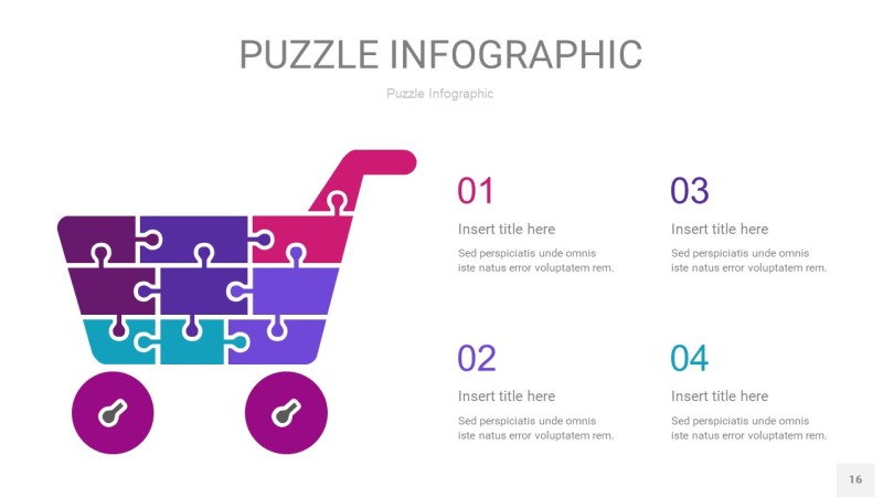 紫绿色拼图PPT图表16