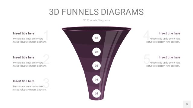 深紫色3D漏斗PPT信息图表3