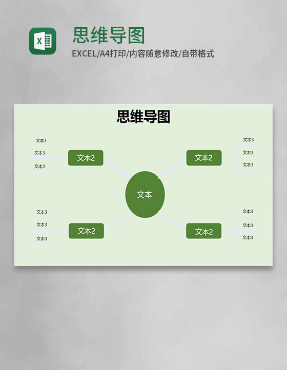 绿色思维导图excel模板