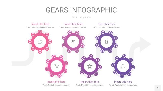 粉紫色齿轮PPT信息图8