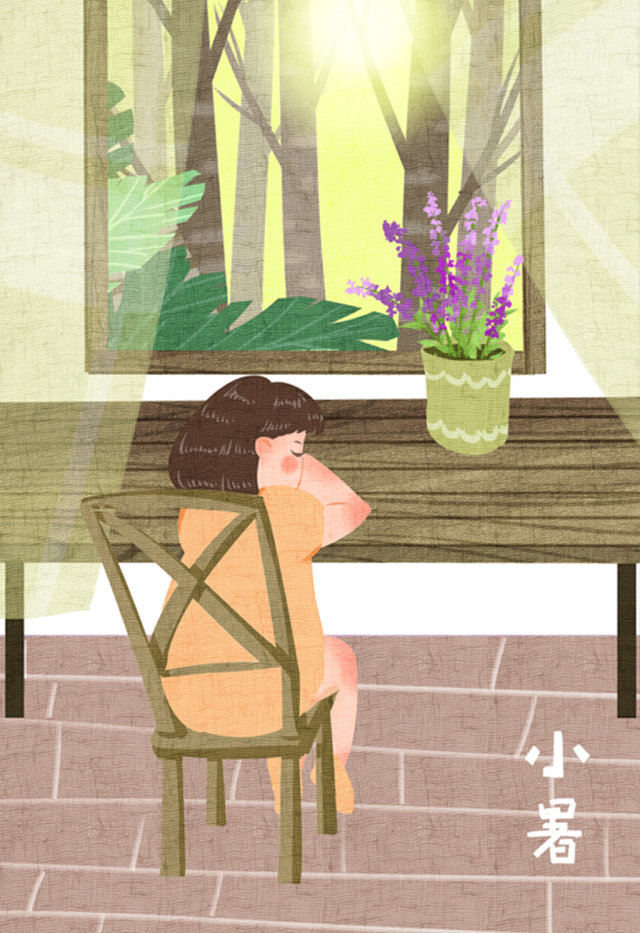 清新可爱女孩夏天午睡插画 清新可爱女孩夏天午睡插画