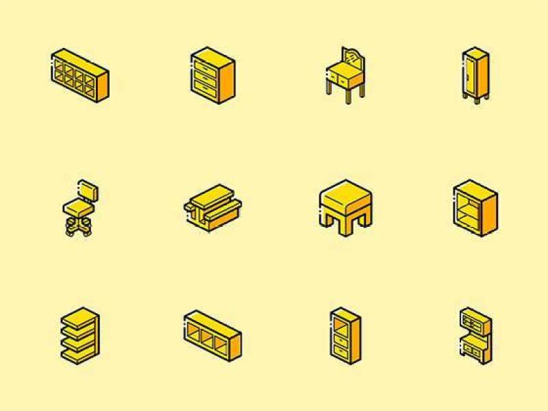 60 枚家具轴测图标