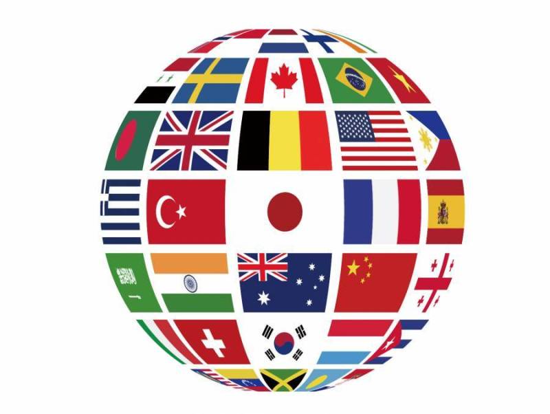 国旗地球　立体