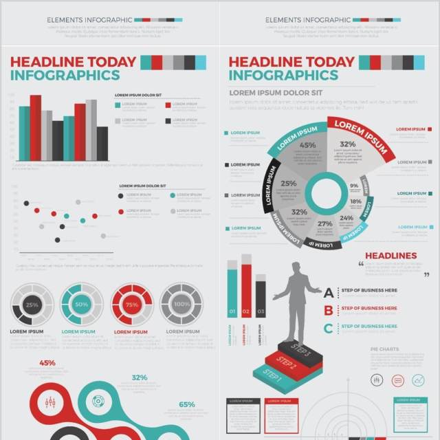 简洁信息图表元素设计banner模板Clean Infographics