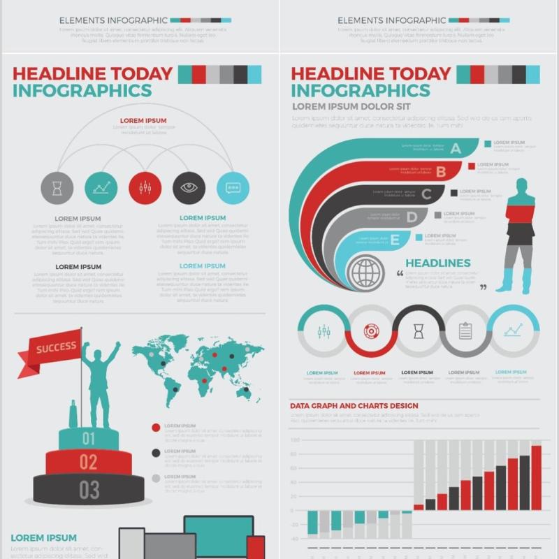 简洁信息图表元素设计banner模板Clean Infographics